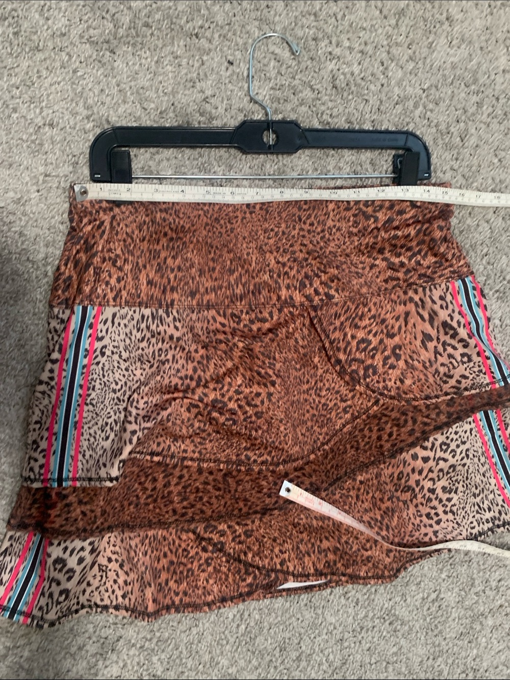 Lucky in Love Leopard Print Layered Mini Skirt with Pink and Teal Stripes - Picture 7 of 9
